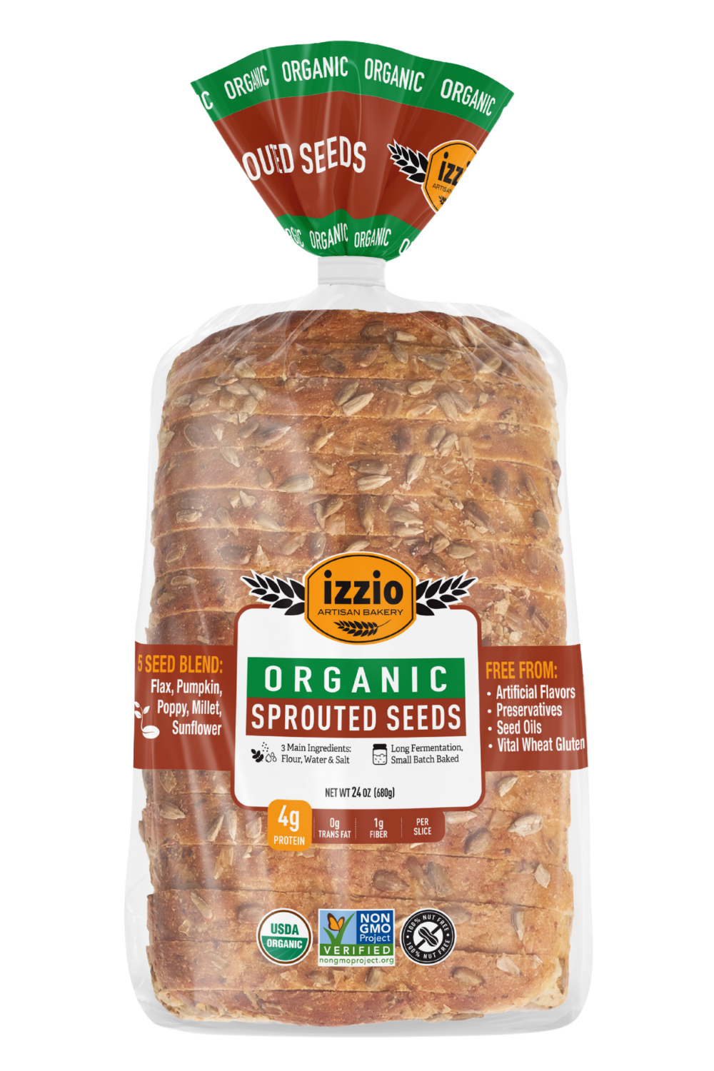 Build Your Custom Box with izzio Organic Sprouted Seeds Sourdough Sandwich Bread