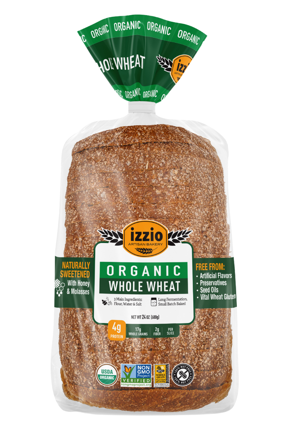 Build Your Custom Box with izzio Organic Whole Wheat Sourdough Sandwich Bread
