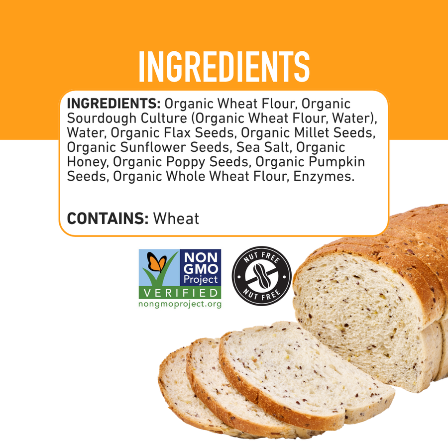 Organic Sprouted Seeds Sourdough Sandwich Bread, 24oz